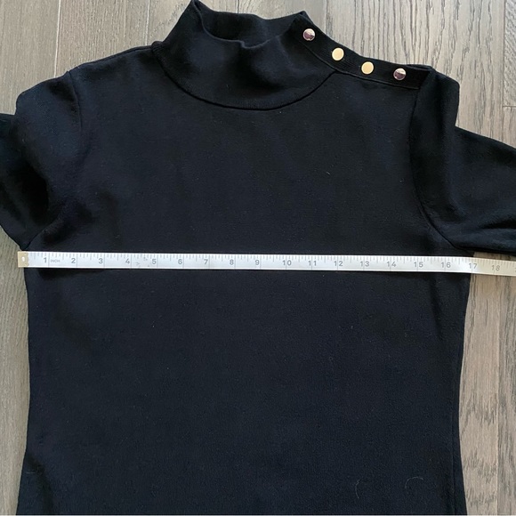 Ann Taylor Mock Neck Side Button Sweater Black M Petite - Picture 5 of 7